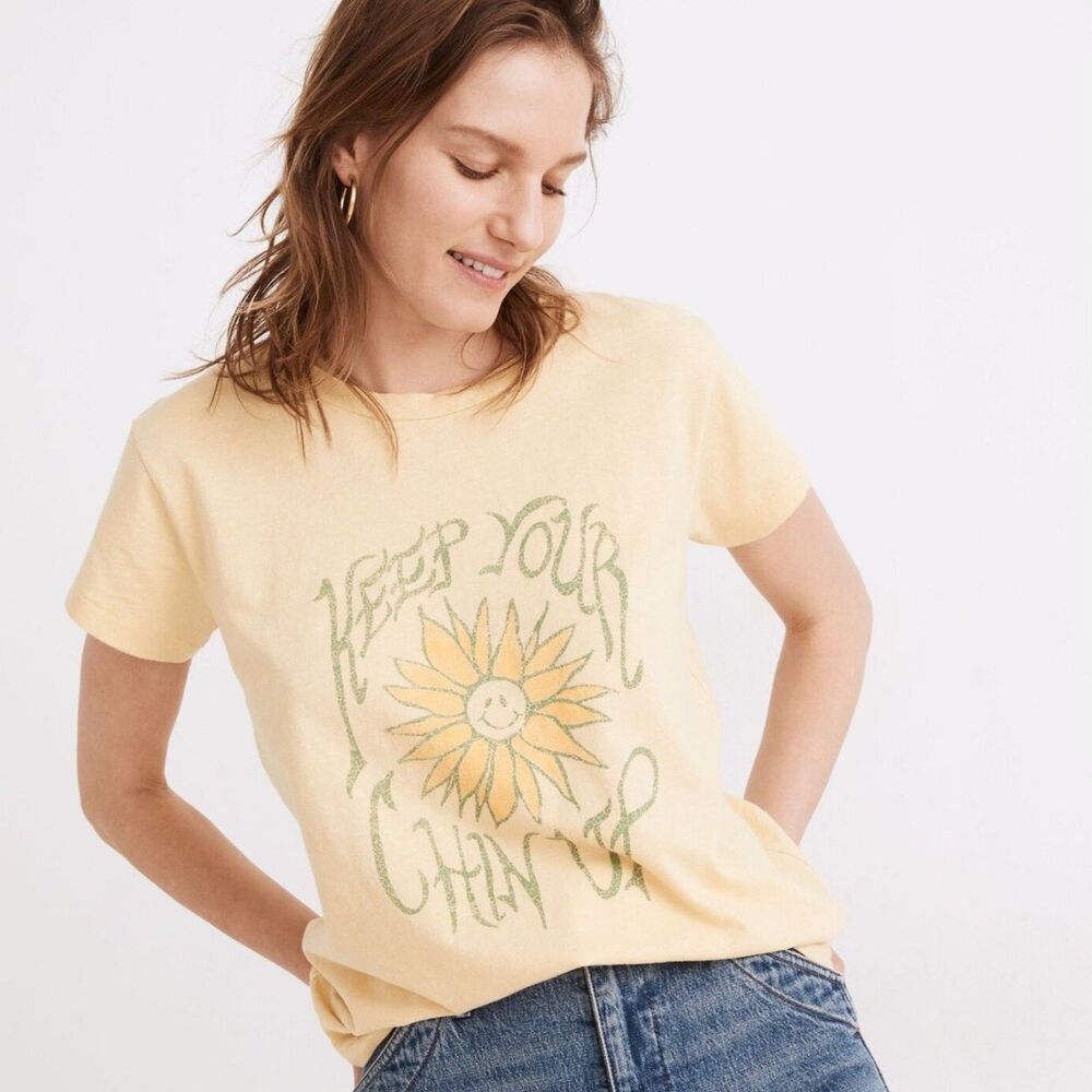 Madewell x Rivet & Thread Graphic Tee Yellow Women's Size Small